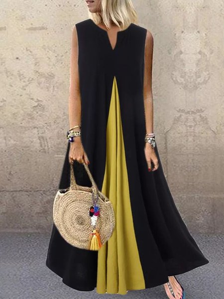 

Plus Size Non-Stretch Loosen Casual Daily Dresses（accessory not included）, Black, Dresses