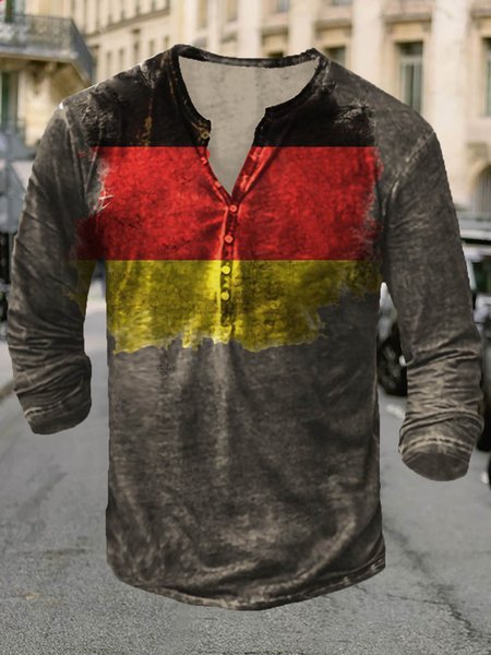 

Men's Striped Casual V-neck Long Sleeve Tee, Color2, T-shirt