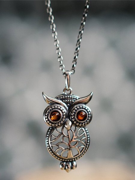 

Vintage Alloy Owl Necklace, As picture, Necklaces