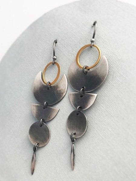 

Vintage Geometric Metal Hoop Alloy Earrings, As picture, Earrings