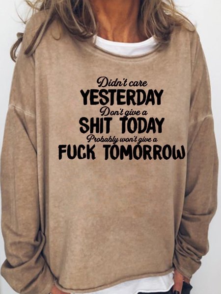 

Funny Letter Casaul Sweatshirts, Light brown, Hoodies&Sweatshirts