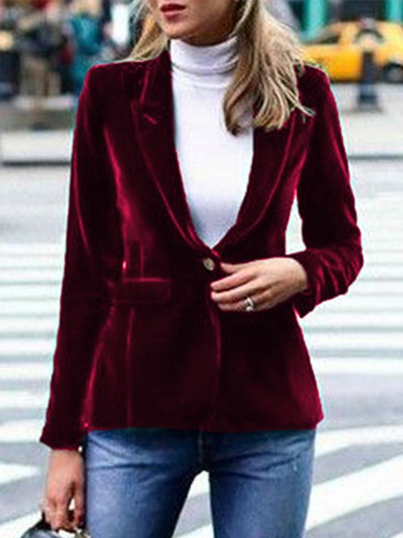 

Velvet Elegant Formal Outerwear Blazer, Red, Blazers