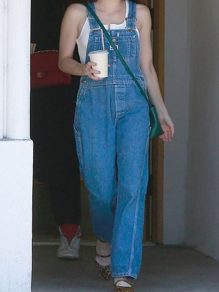 

Collarless Denim Casual One-Pieces, Blue, Jumpsuits＆Rompers