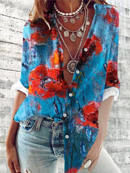

Floral print casual shirt and top, Blue, Shirts & Blouses