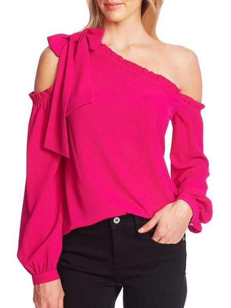 

Date Holiday Daily Plain One Shoulder Top, Rose red, Tops