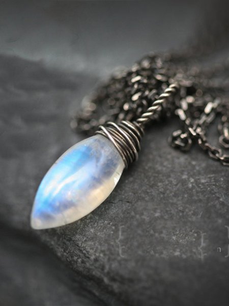 

Vintage Silky Moonstone Pendant Necklace, As picture, Necklaces