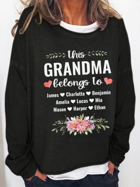 

Letters Printed Casual Daily Loosen Shirts & Tops, Black, Tops