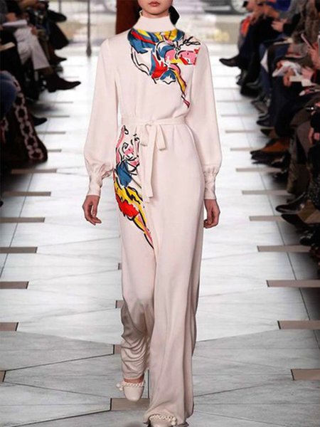 

Elegant Abstract Printed One-Pieces Jumpsuit, As picture, Jumpsuits