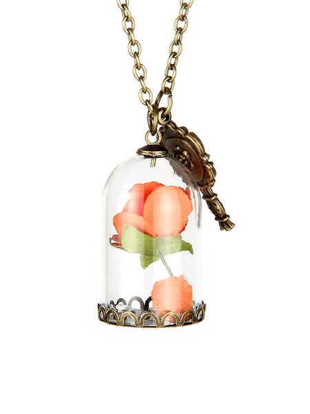 

Vintage Glass Room Rose Flower Necklace, Orange, Necklaces