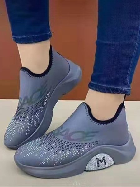 

Rhinestone Letters Personalized Set Foot Sneakers, Gray, Sneakers