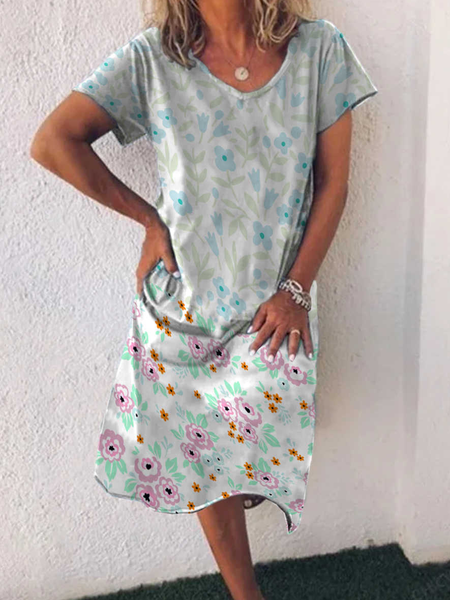 

Floral Casual Cotton Blends Loosen Dresses, Multicolor, Maxi Dresses