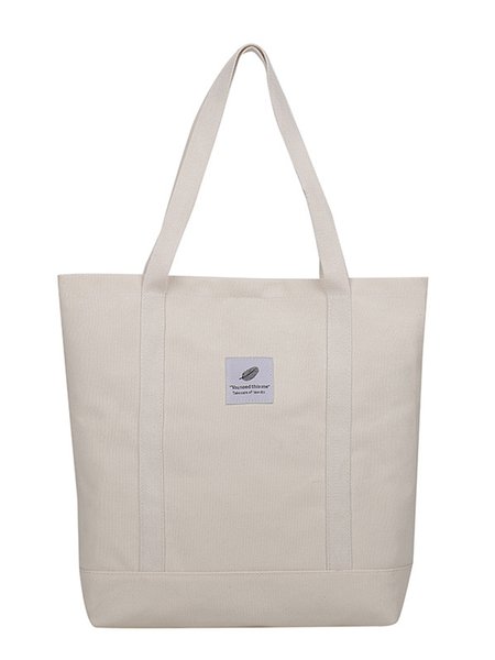 

Simple Plain Canvas Shopping Bag, White, Bags