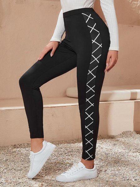

High Waist Graphic Leggings, Black, Leggings