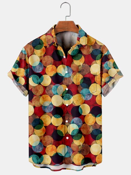 

Vacation Leisure Gradient Geometric Pattern Hawaiian Style Printed Shirt Top, Multicolor, Men's Floral shirt