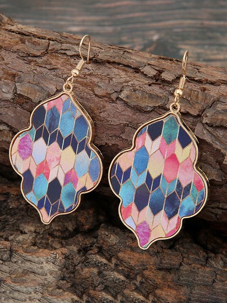 

Leather Baroque Style Colored Graffiti Earrings, As picture, Earrings