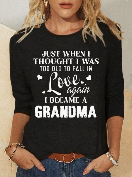 

Letters Casual Long Sleeve Loosen Shirts & Tops, Black, Tops