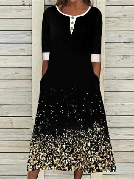 

Half Sleeve Party Loosen Dresses, Black, Dresses
