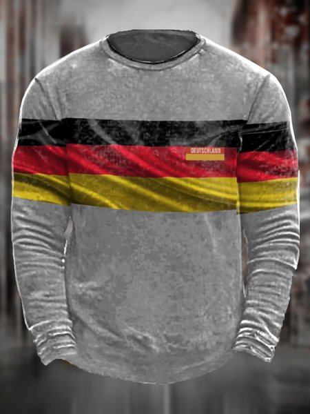 

Men's Striped Casual Round Neck Long Sleeve Tee, Color1, T-shirt