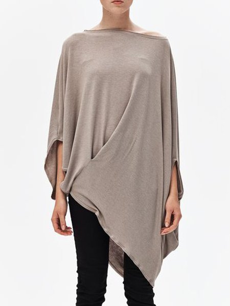 

Casual Simple Daily Household Crew Neck Casual Top, Taupe, Blouses and Shirts