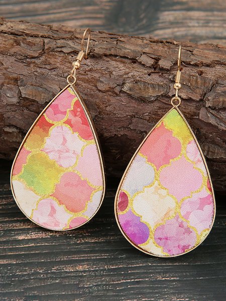 

Leather Baroque Style Colored Graffiti Eearrings, As picture, Earrings