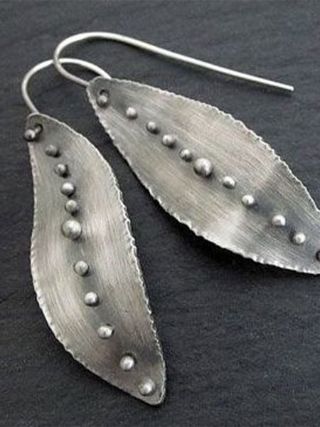 

Vintage Alloy Leaf Earrings, As picture, Earrings