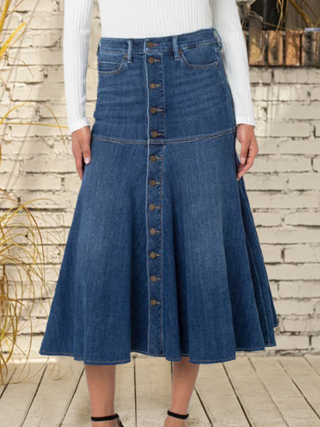 

Casual Plain Denim Denim skirt, Blue, Skirts