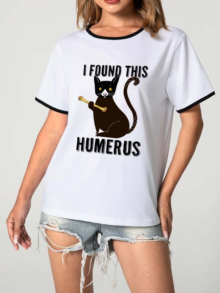 

Unocis Mr. Black I Found This Humerus Round Neck Short Sleeve Ringer Tee, T-shirts
