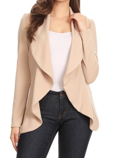 

Solid Regular Fit Simple Long sleeve Outerwear, Apricot, Cardigans