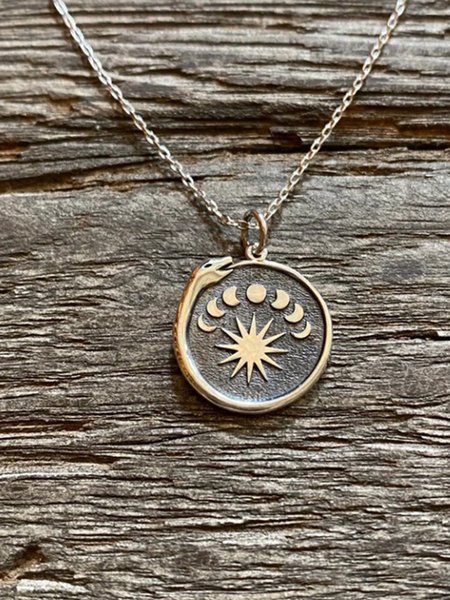

Vintage Alloy Snake Moon Necklace, As picture, Necklaces