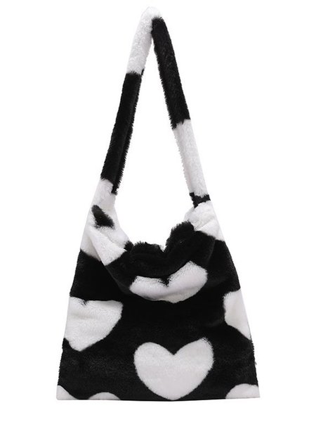 

Simple Love Plush Shoulder Bag, As picture, Bags