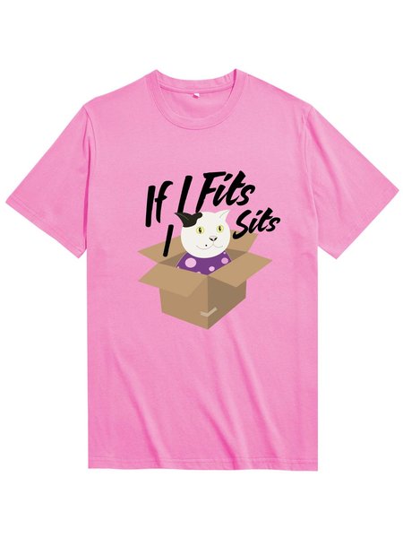 

Unocis Mr. White If I Fits I Sits Neck Cotton Short Sleeve Shirts & Tops, Pink, T-shirts
