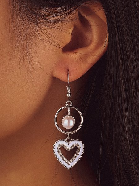 Alloy Love Pearl Earrings, As picture, Earrings