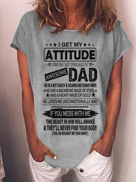 

Letter Cotton Blends Regular Fit Shirts & Tops, Gray, T-Shirts