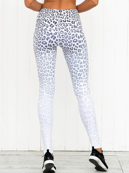 

Leopard Print High Stretch Hip-lifting Sports Leggings Plus Size, Pearl white, Bottom Shapewear