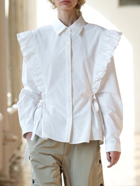

Regular Fit Elegant Shirt Collar Shirt, White, Blouses and Shirts