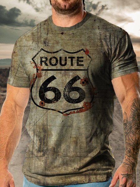 

Retro Route 66 Short Sleeve T-shirt, As picture, T-shirts