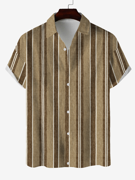 

The Stripe Style Restoring Ancient Ways Of leisure Cotton Short Sleeve Shirt, As picture, Shirts ＆ Blouse