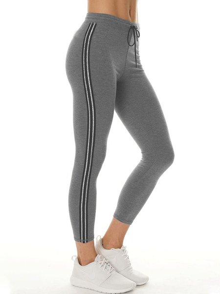 

Casual webbing stitching Yoga skinny trousers, Gray, Leggings