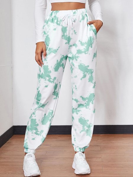 

Tie-Dye Printed Loose Sweatpants, Multicolor, Pants