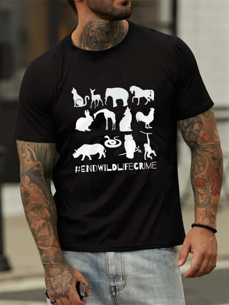 

End Of Wildlife Crime letters Slogan T-Shirts, Black, T-Shirts