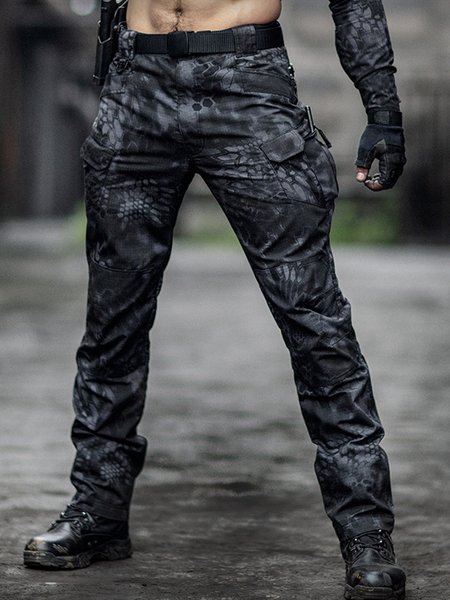 

Pythons Grain Men's Cotton Blends Pants, Black, Pants