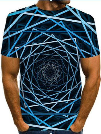 

Geometry Print Crew Neck Short Sleeve Shirts & Tops, Color1, T-shirts