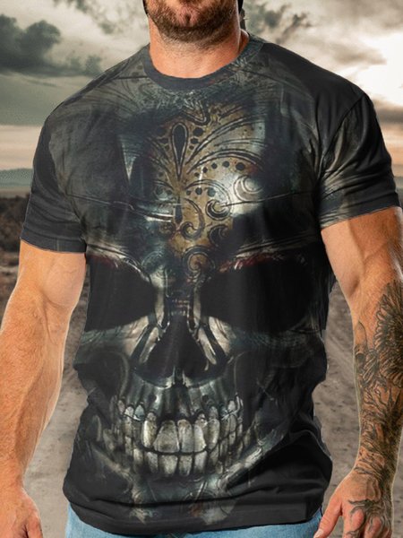 

Rock skull Short Sleeve Shirts & Tops, Black, T-shirts