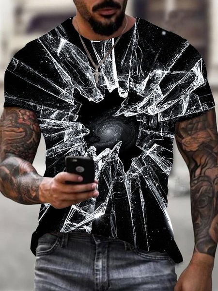 

Men's Shirt Broken Street Short Sleeve Shirts & Tops, Black, T-shirts