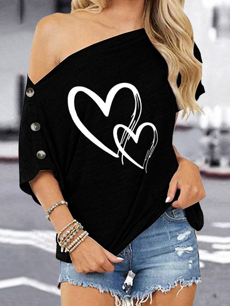 

Casual Loosen Tops, Black, Tops