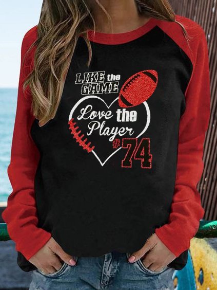 

Letter Crew Neck Shirts & Tops, Black, Long sleeve tops