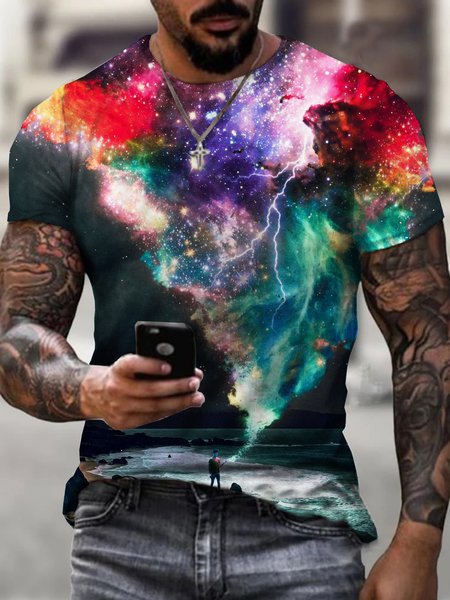 

Men's Shirt Crew Neck Short Sleeve T-shirt, As picture, T-shirts