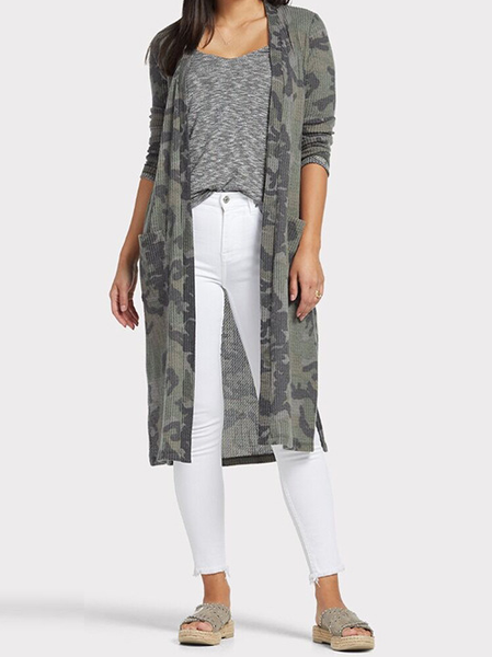 

Printed camouflage cardigan jacket, Gray, Outerwear