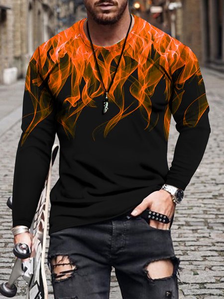 

Funny Fire Print Men's Shirts & Tops, Orange, Hoodies&Sweatshirts