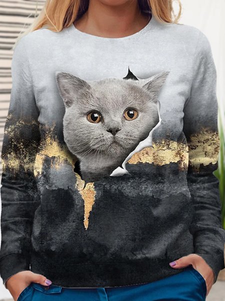 

Cartoon Casual Crew Neck Shirts & Tops, Multicolor, Hoodies & Sweatshirts
